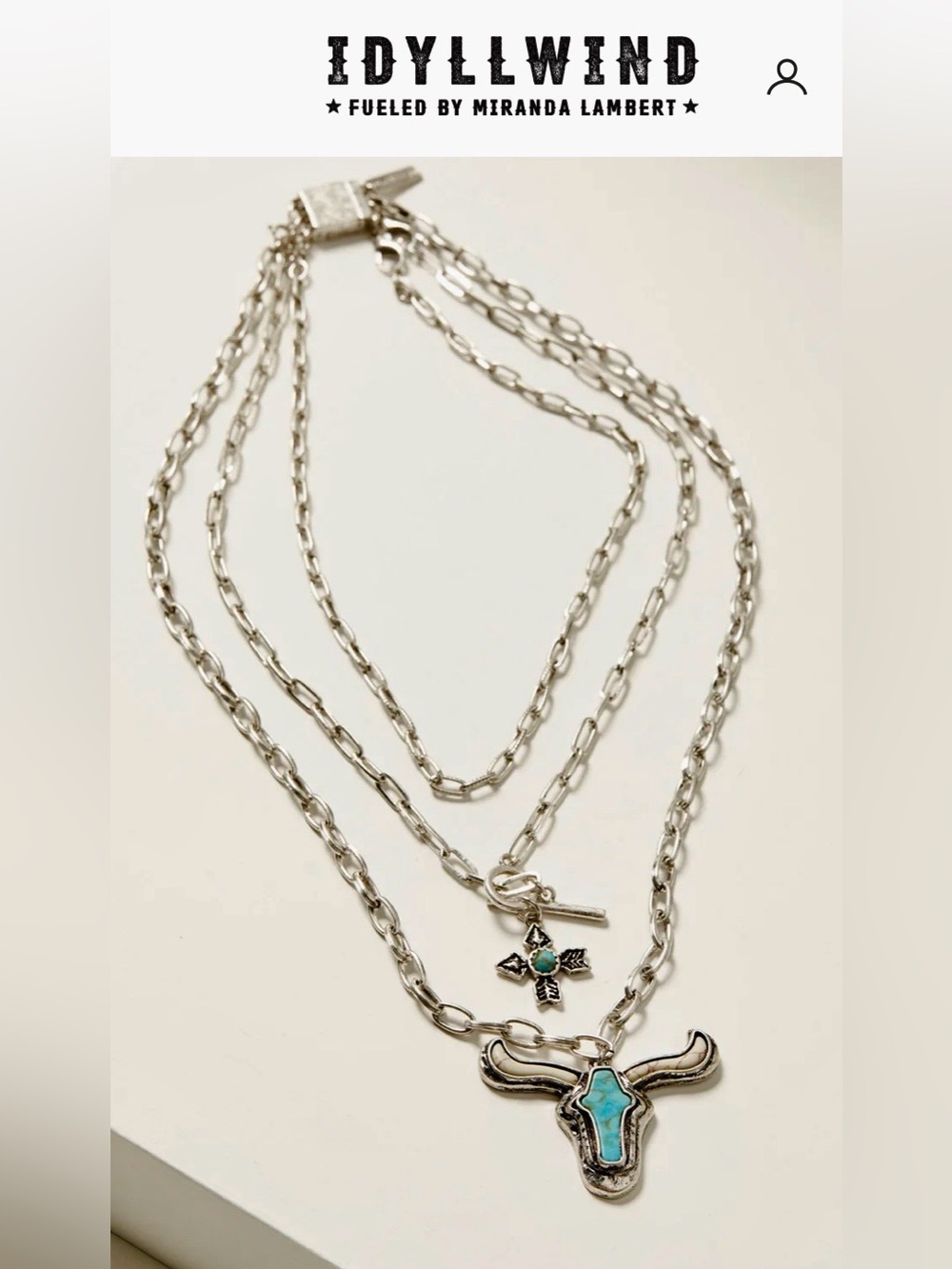 Idyllwind Silver Layered Necklace with Turquoise Accent